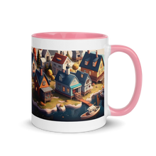 Load image into Gallery viewer, Coastal Town Mug with Color Inside