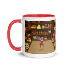 Load image into Gallery viewer, Myra Mythmaker &amp; Pastries -- Mug With Color Inside