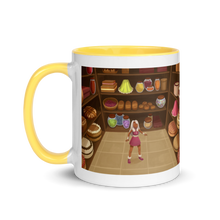 Load image into Gallery viewer, Myra Mythmaker &amp; Pastries -- Mug With Color Inside