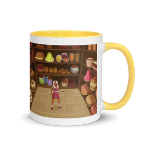 Myra Mythmaker & Pastries -- Mug With Color Inside