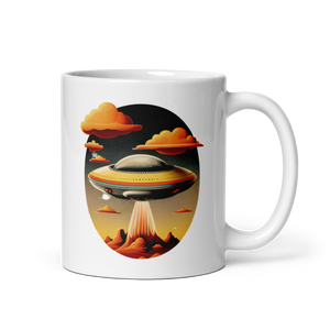 UFO Take Off White glossy mug