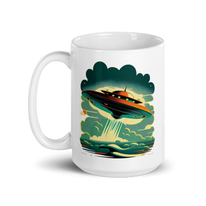 UFO Take Off White glossy mug